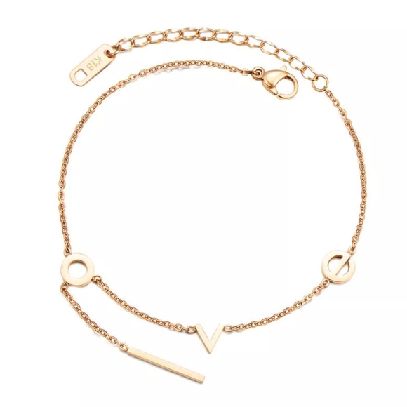 18KGP Rose Gold Color Titanium Steel LOVE Letter A - Picture 5 of 5